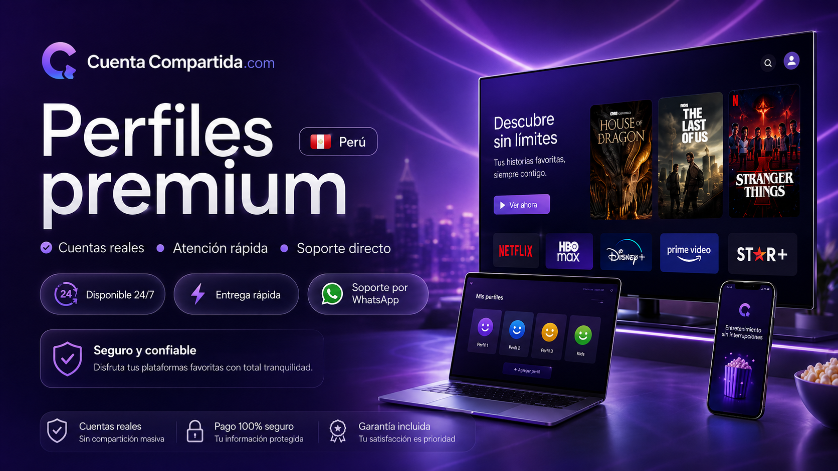 Banner premium de cuentas streaming